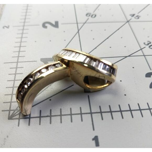 14k Solid Yellow Gold, 34 Natural Diamonds, Ribbon Pendant 11.5g, 2-3 ctw - Picture 9 of 9